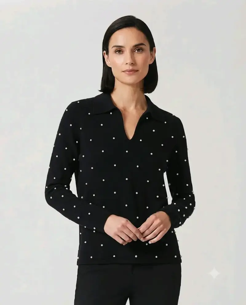 Suéter negro con perlas - 1