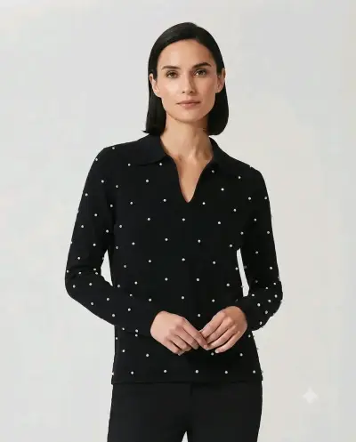 Suéter negro con perlas - miniatura 1