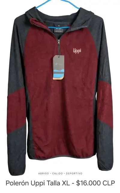 Polerón Deportivo Uppi Talla XL Burdeos - miniatura 1