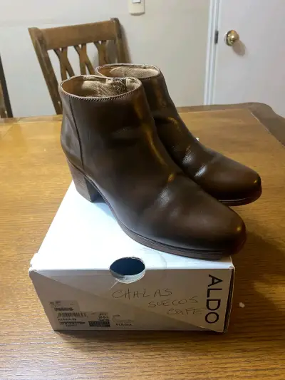 Botines de cuero café talla 38 - miniatura 1