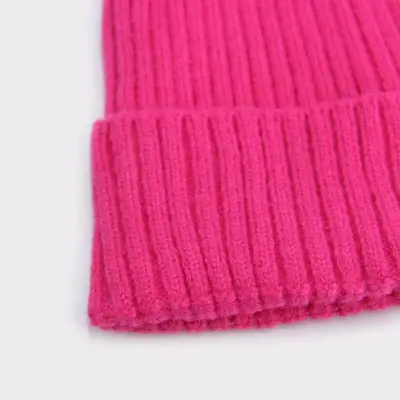 Gorro de lana rosa con pompón - miniatura 2