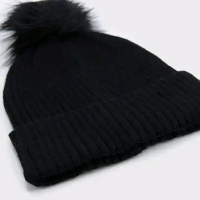 Gorro de lana negro con pompón - miniatura 2