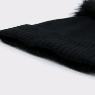 Gorro de lana negro con pompón - miniatura 3