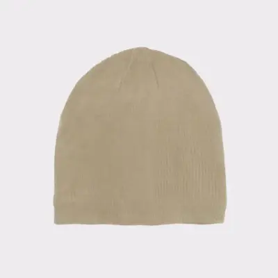 Gorro de lana beige unisex con forro - miniatura 2