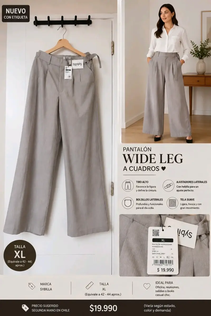 Pantalón Wide Leg a Cuadros Sybilla Talla XL