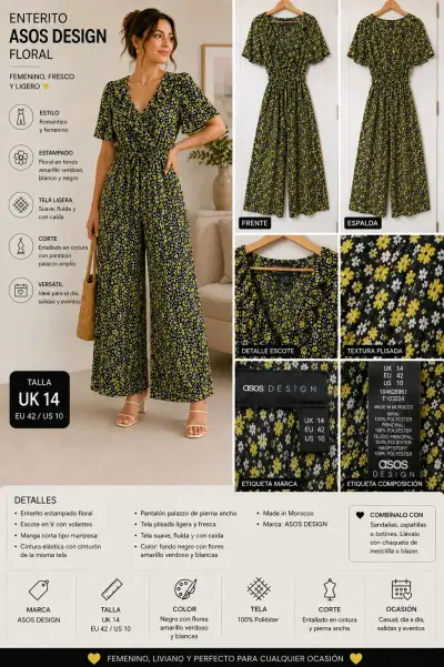 Enterito floral ASOS Design talla UK 14 - miniatura 1