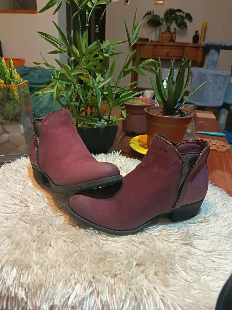 Botines de mujer burdeos con cierre lateral - 4