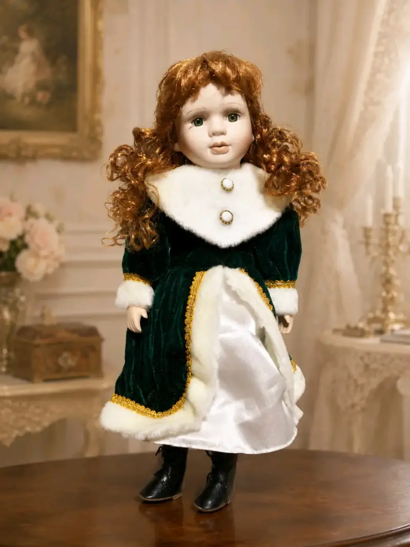 Muñeca de porcelana con vestido de colección - 2