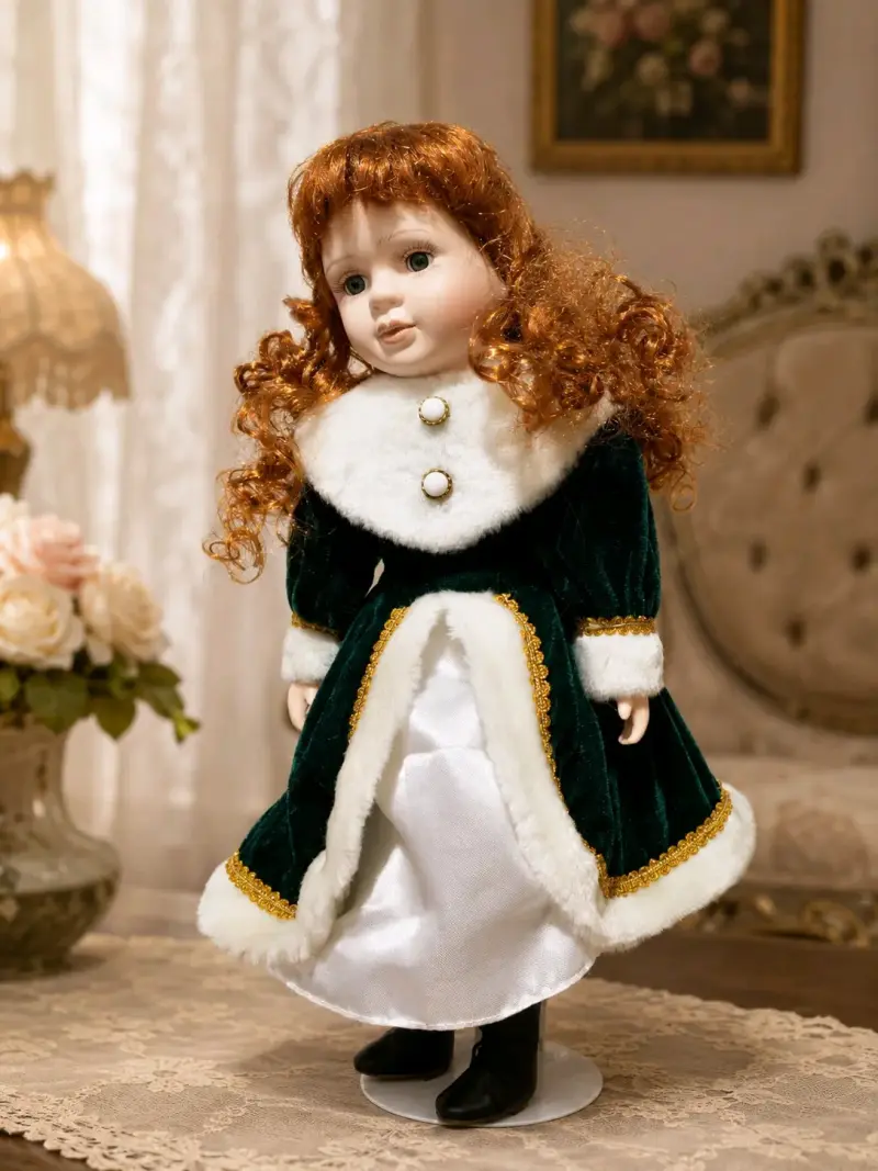Muñeca de porcelana con vestido de colección - 3