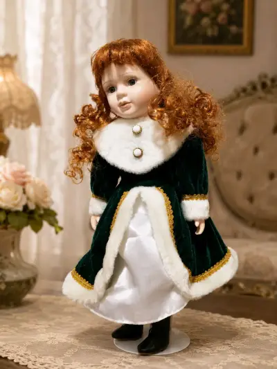 Muñeca de porcelana con vestido de colección - miniatura 3