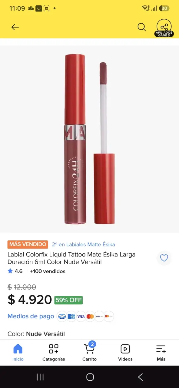 Labial Líquido Colorfix Ésika - 2
