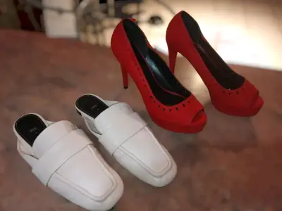 Zapatos de tacón rojo y mocasines Rosados  "Zara" - miniatura 1