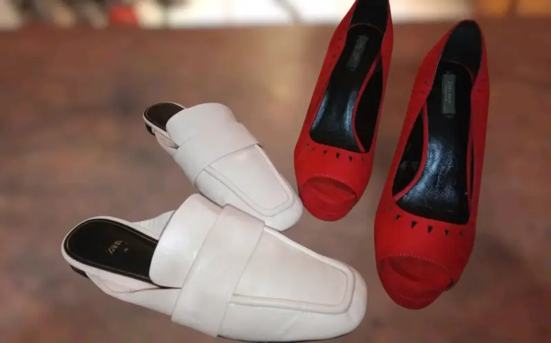Zapatos de tacón rojo y mocasines Rosados  "Zara" - 2