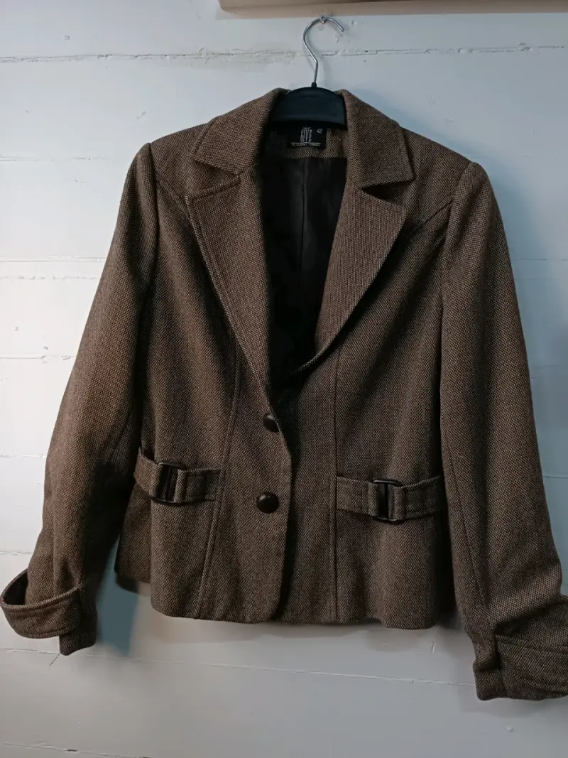 Blazer marrón de lana para mujer talla 42 - 1