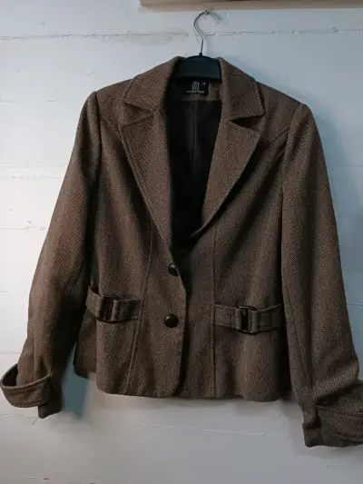 Blazer marrón de lana para mujer talla 42 - miniatura 1