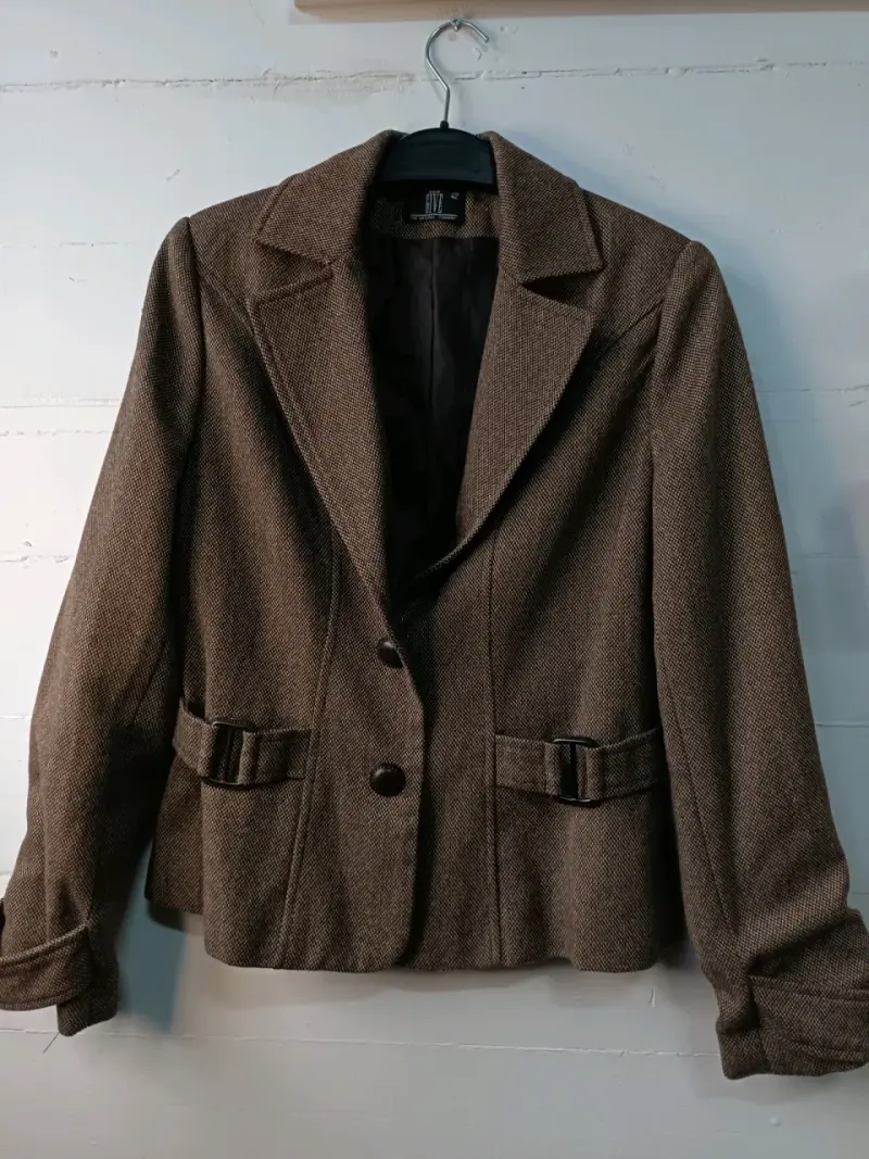 Blazer marrón de lana para mujer talla 42 - 2