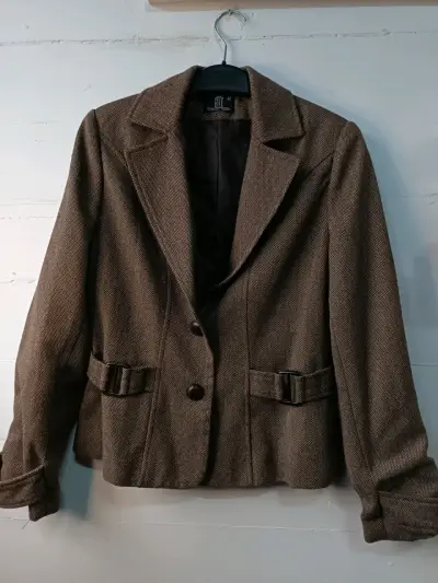 Blazer marrón de lana para mujer talla 42 - miniatura 2