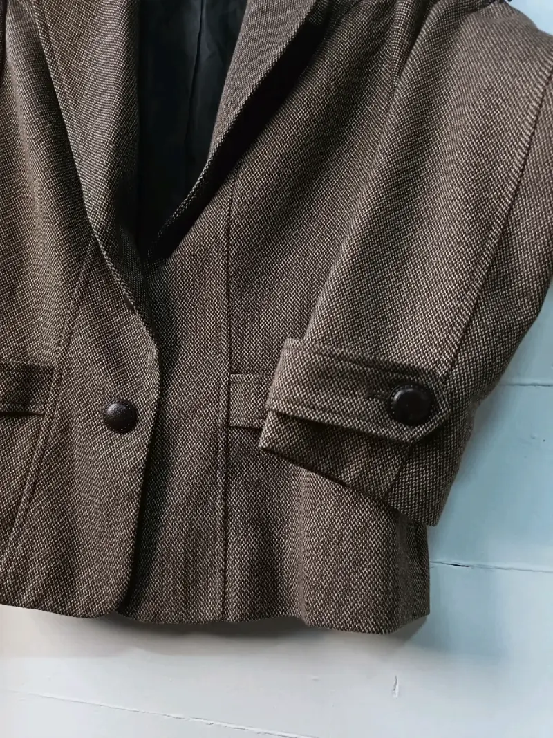 Blazer marrón de lana para mujer talla 42 - 3