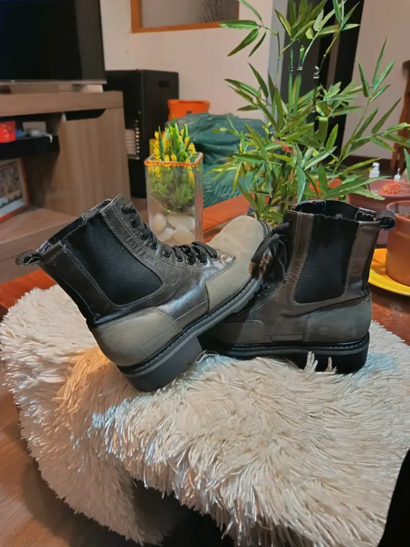 Botas de cuero verde con cordones para hombre - 3