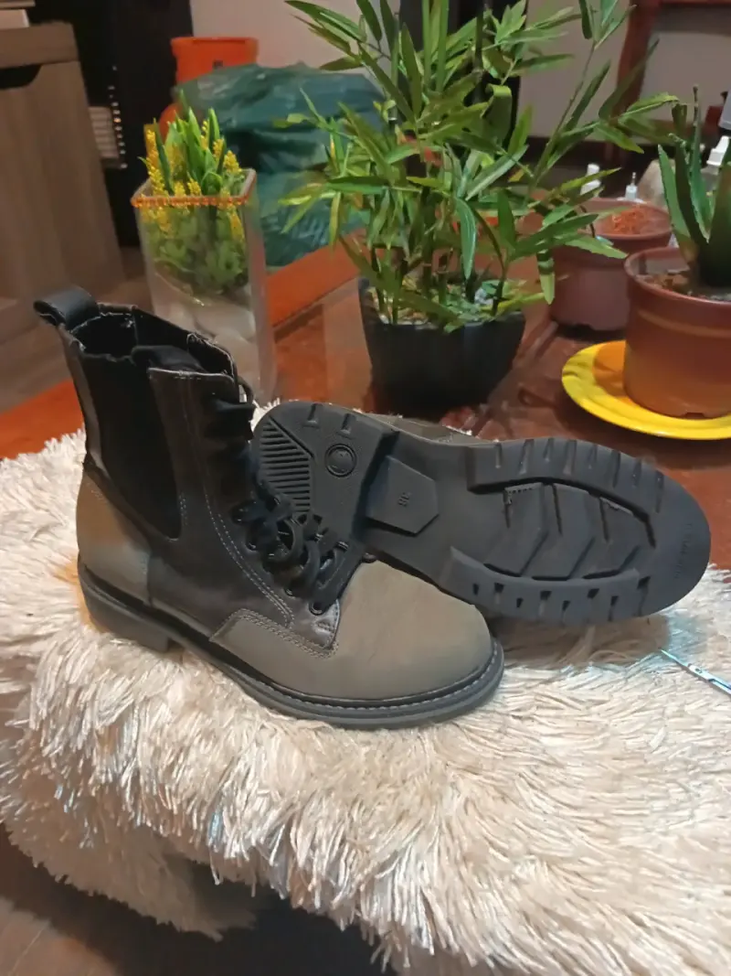Botas de cuero verde con cordones para hombre - 4