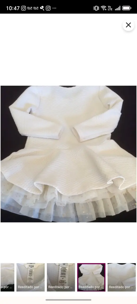 Vestido blanco para niña Guess Kids con tul