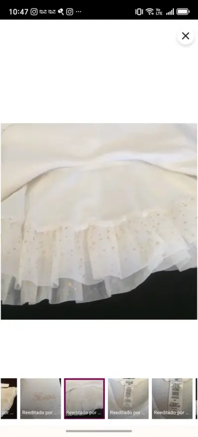 Vestido blanco para niña Guess Kids con tul - miniatura 4