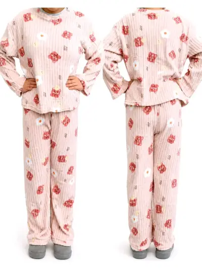 Pijama de felpa para mujer color morado - miniatura 2