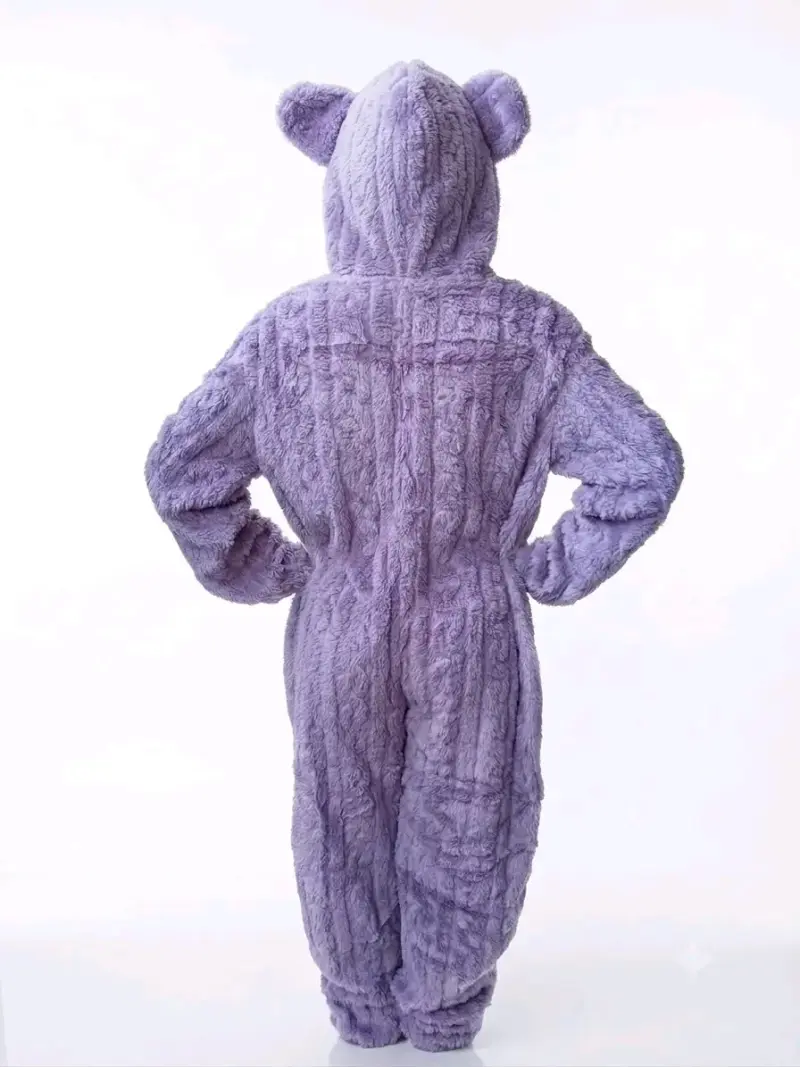Pijama de felpa para mujer color morado - 3