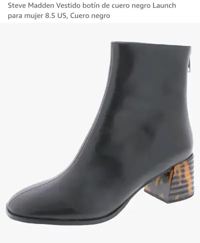 Botines de cuero negro Steve Madden para mujer - miniatura 1