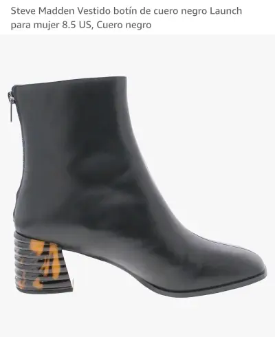 Botines de cuero negro Steve Madden para mujer - miniatura 2