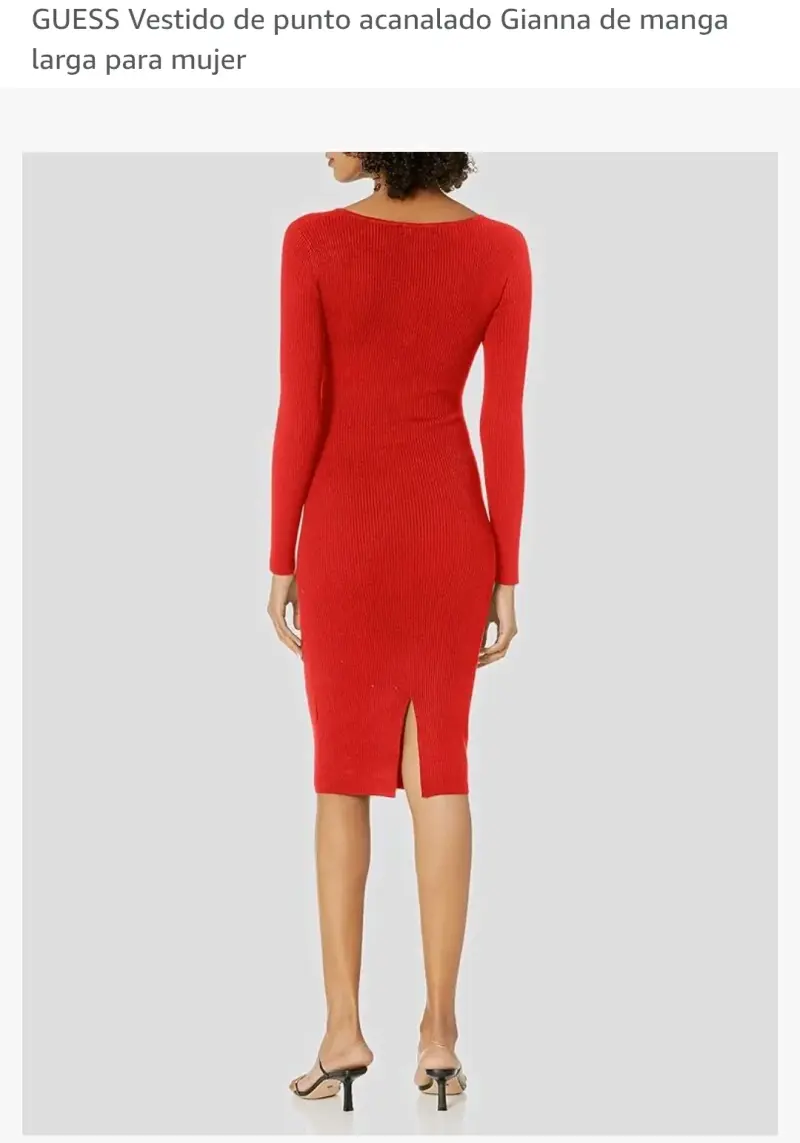 Vestido rojo de punto acanalado Guess para mujer - 2