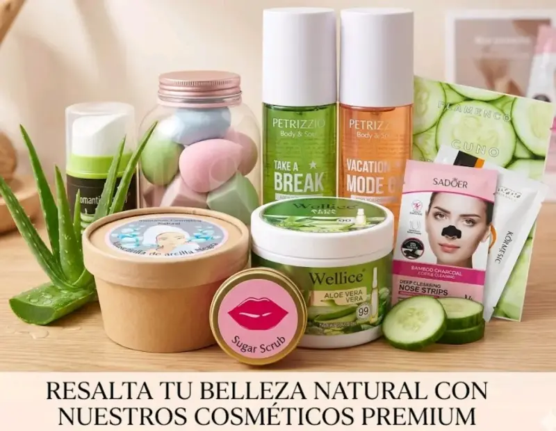 Set de cosméticos naturales para el cuidado de la piel