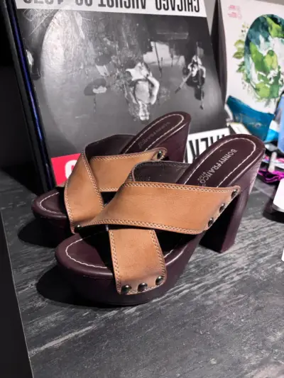 Sandalias de tacón alto marrón Donny Franco - miniatura 1
