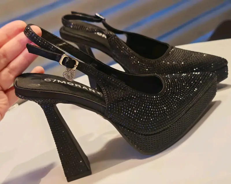 Zapatos de Tacón Alto Negros  Brillantes C Moran - 4