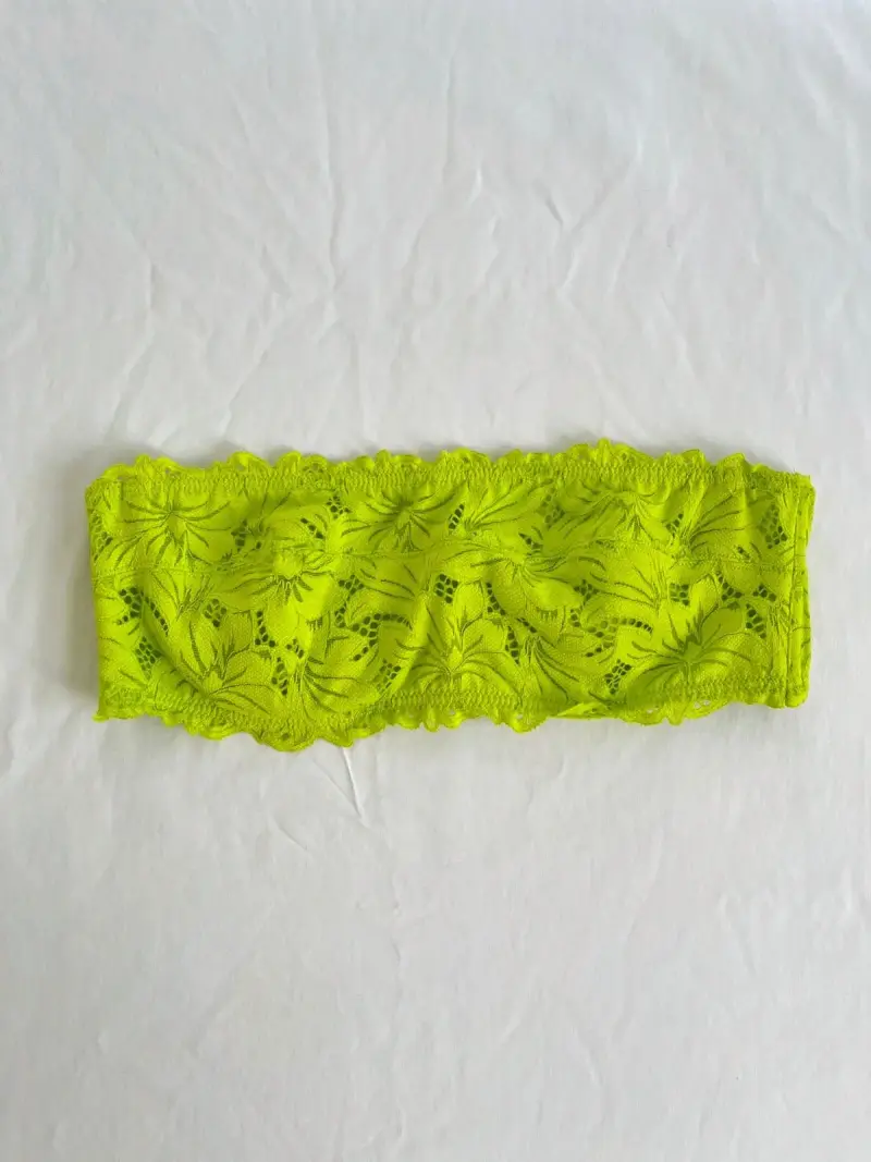 Bralette de encaje verde neón para mujer - 1