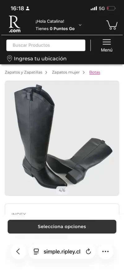 Botas negras de cuero para mujer - miniatura 2