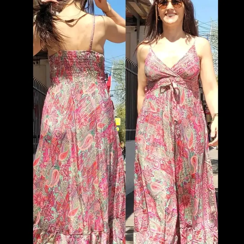 Vestido largo bohemio con estampado floral - 2
