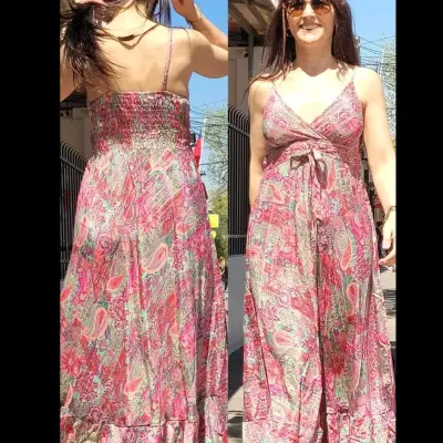 Vestido largo bohemio con estampado floral - miniatura 2