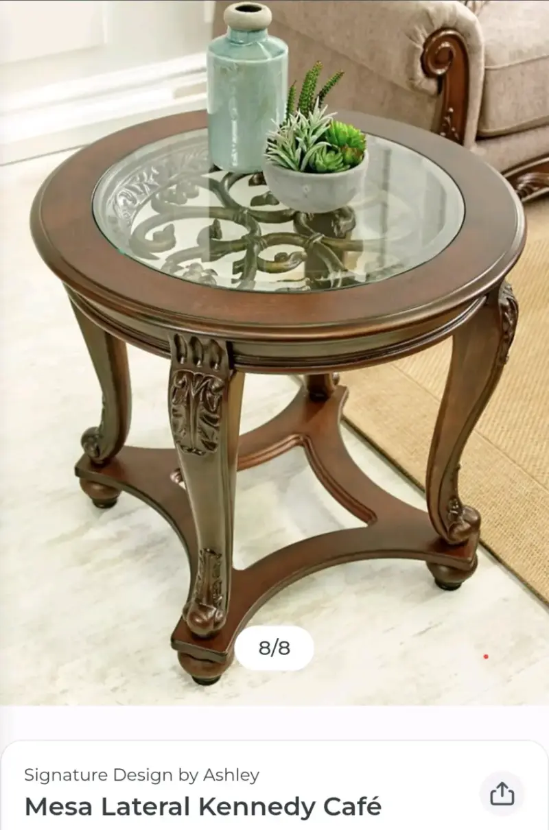 Mesa Lateral de Madera y Vidrio Ashley - 1