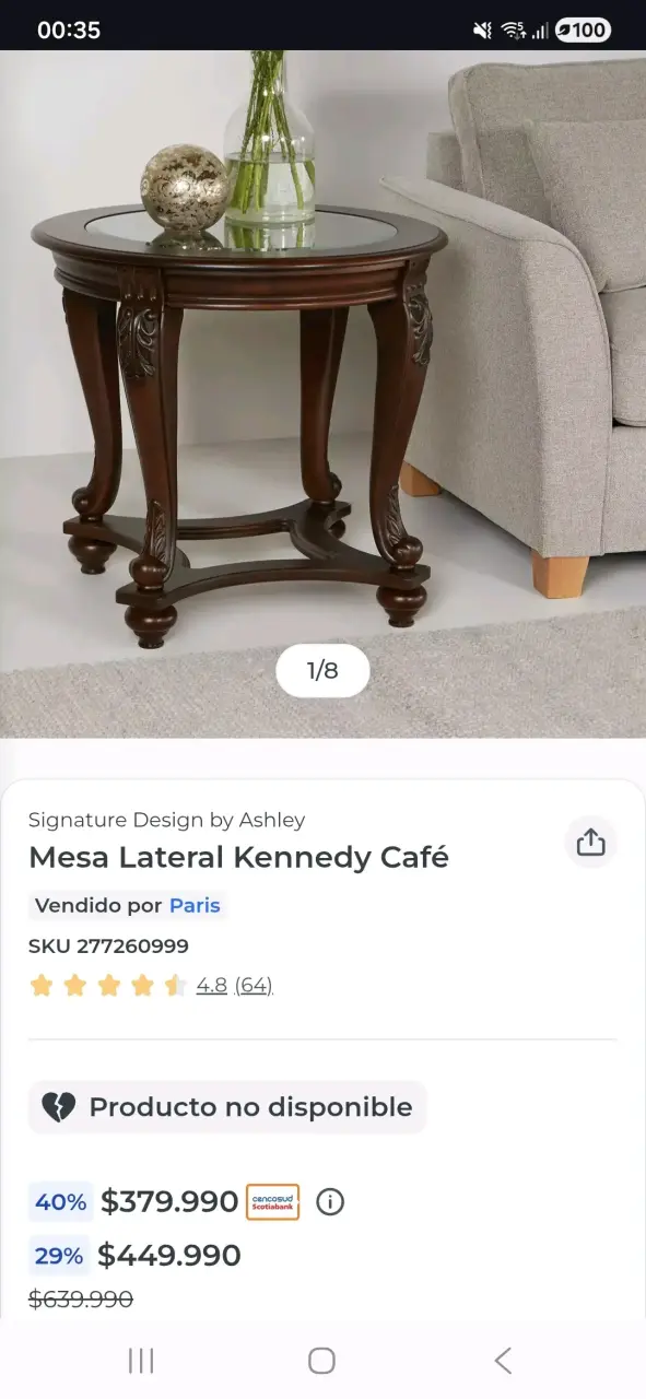 Mesa Lateral de Madera y Vidrio Ashley - 2