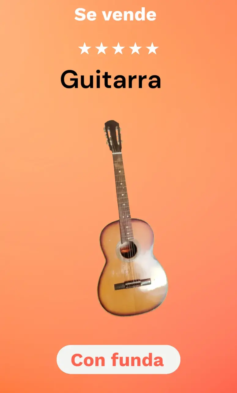 Guitarra acústica con funda en buen estado