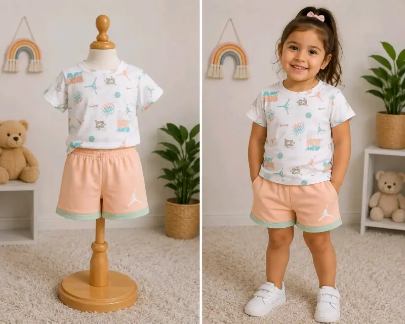 Conjunto de polera y shorts para niña Jordan