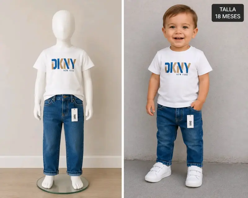 Conjunto de polera y jeans para niño DKNY talla 18 meses