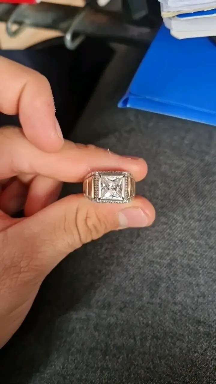 Anillo de plata 925 con piedra cuadrada - 3