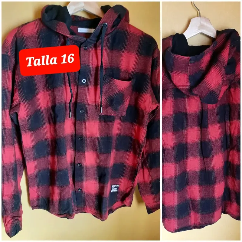 Camisa de franela a cuadros roja talla 16
