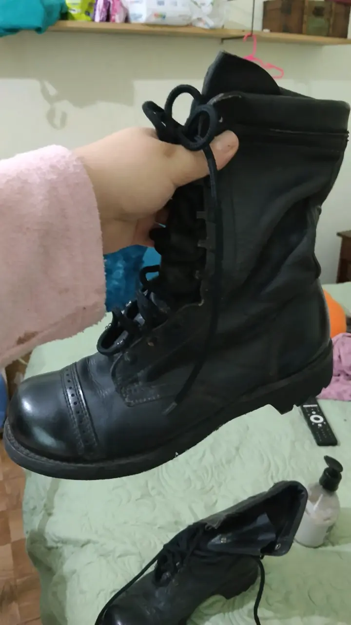 Botas militares negras de cuero para hombre - 2