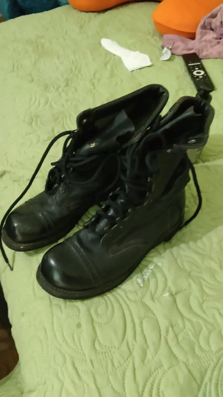 Botas militares negras de cuero para hombre - 3
