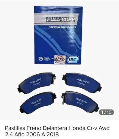Pastillas de Freno Delanteras Full Copp para Honda CR-V AWD 2006-2018 - miniatura 1