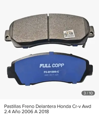 Pastillas de Freno Delanteras Full Copp para Honda CR-V AWD 2006-2018 - miniatura 2