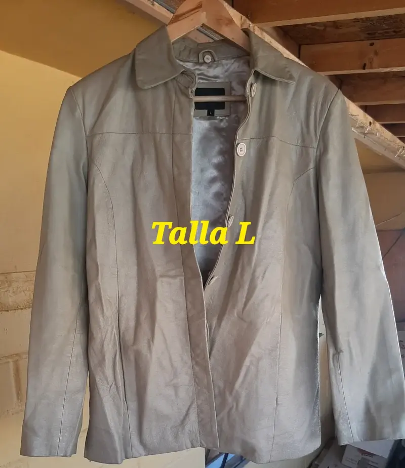 Chaqueta de cuero sintético beige talla L